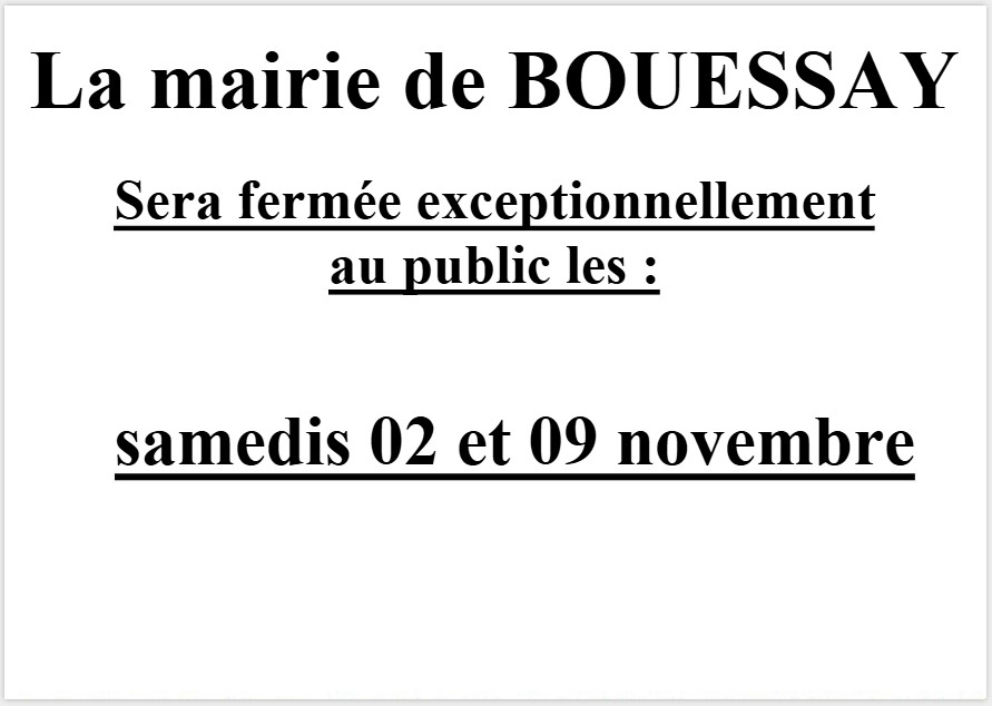 Fermeture mairie en novembre 2024