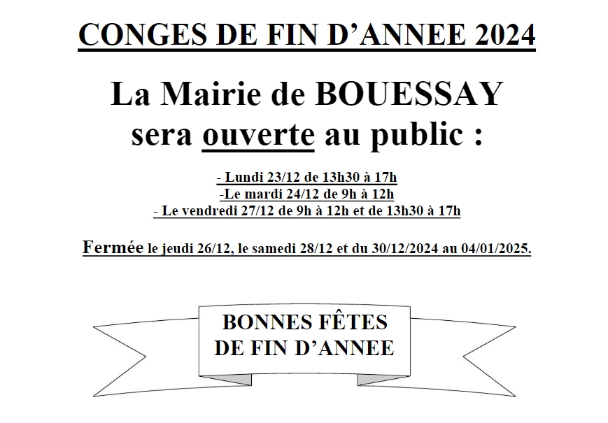 Congés de fin d'année 2024