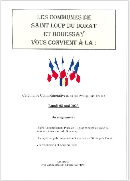 Cérémonie du 08 mai 2023