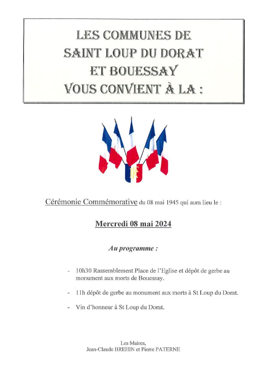 Cérémonie du 08 mai 2024