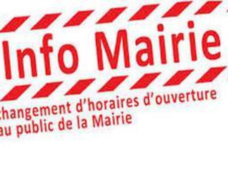 Modification des horaires d’accueil de la mairie: à compter du 31 mars 2025